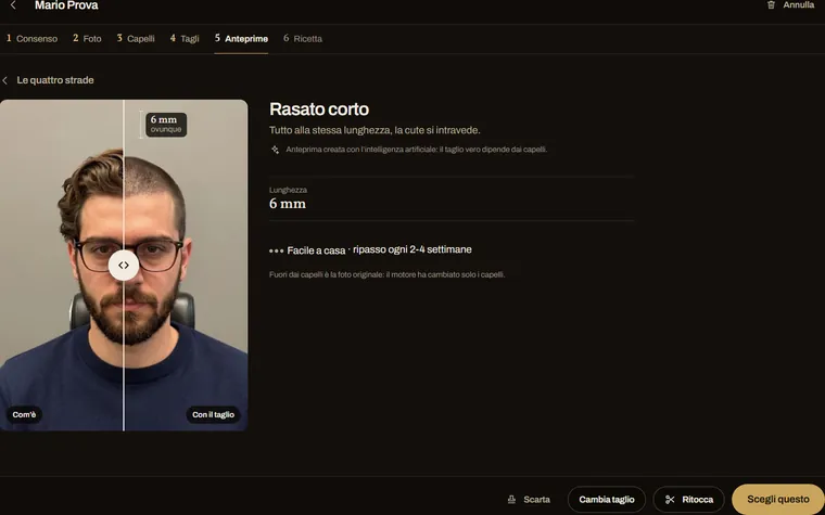 L'anteprima del taglio: la foto del cliente prima e dopo, a confronto